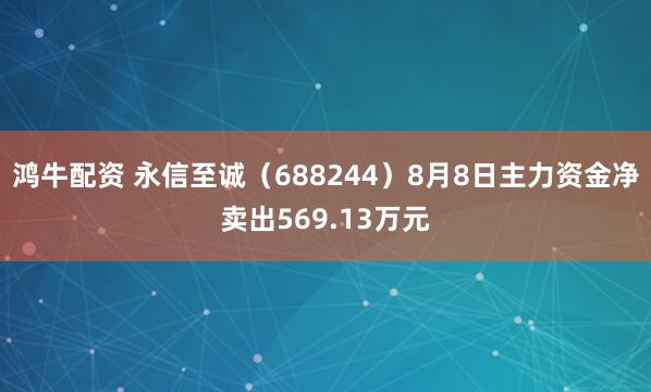 鸿牛配资 永信至诚（688244）8月8日主力资金净卖出569.13万元